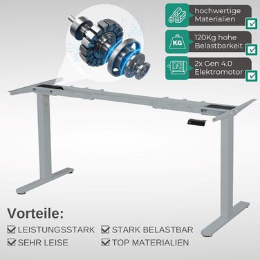 Електричний регульований стіл Albatros Lift S5: металеве підрамник, підставка для столу, ніжки для столу, 120 кг, для широких стільниць 2м