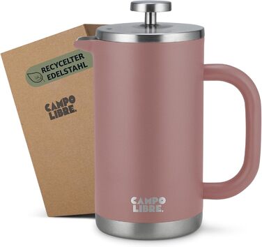 Френч-прес Campo Libre® Giorgio з нержавіючої сталі 0,6л (600мл) Misty Pink | Без пластику, з термофункцією та фільтром