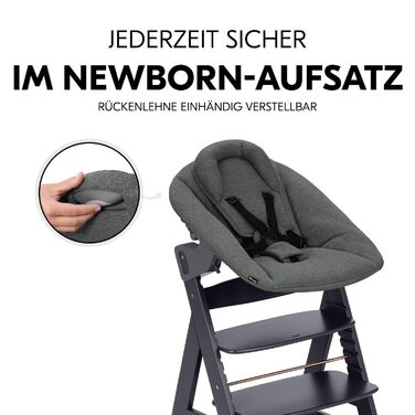 Дитячий стільчик Hauck Alpha Newborn Set Plus Dark Grey - з новонародженим вкладишем, до 90 кг, 5-точкова система кріплення, захисний бар'єр