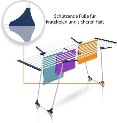 Розсувна сушарка для білизни BigDean Jumbo з потовщеними стійками, довжина просушування 28м (Біло-блакитна)