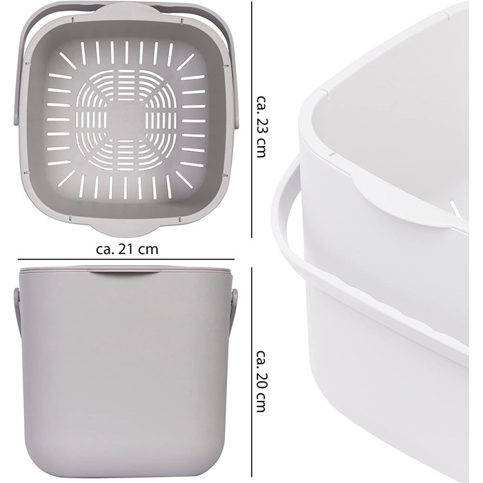 Відро для компосту ONVAYA з фільтром / ємність 7 літрів / можна мити в посудомийній машині / Без запаху / знімний фільтр
