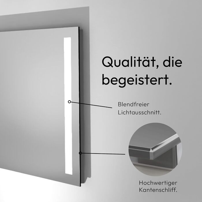 Дзеркало для ванної кімнати Talos Light LED 80x60 см з підсвічуванням, нейтральним білим світлом та алюмінієвою рамою