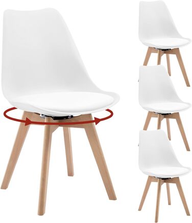 Крісла для їдальні WOLTU, набір з 4 шт., з масиву дерева та штучної шкіри, поворотні, до 100 кг, для сучасного інтер'єру