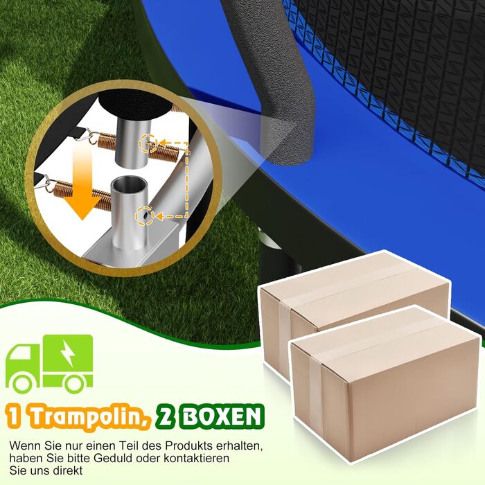 Батут Devoko вуличний з сіткою та кільцем для баскетболу, до 150 кг, Ø 305 см - для дітей та дорослих, блакитний