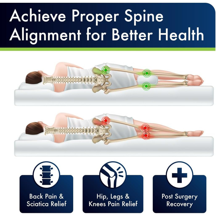 Ортопедична подушка під коліно з Memory Foam - для болю в спині, ішіасу та сну на боці. З інструкцією від лікарів. Білий (Рожевий, Regular)