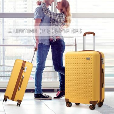 Валіза-тележка KONO з жорстким корпусом, 76x50x31 см, білий (жовтий, S 57x40 см)