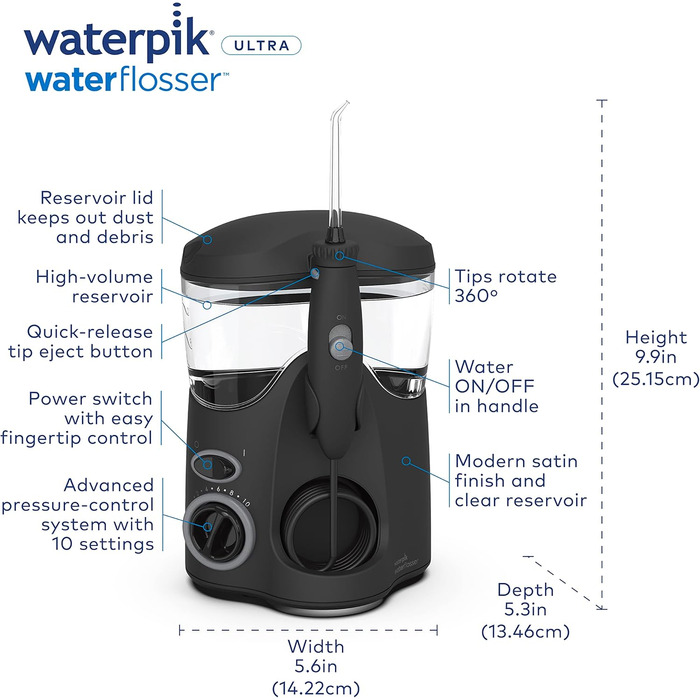Іригатор Waterpik WP-112E1 Ultra Munddusche BLACK - для гігієни порожнини рота