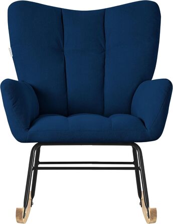 Крісло-гойдалка ML-Design з оббивкою під фліс, дерев'яні полози, блакитне. Крісло для відпочинку в вітальню, спальню або на балкон