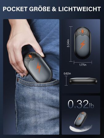 Електричні грілки для рук 2 шт., ультралегкі, перезаряджувані, портативні, 3 режими нагріву, до 24 годин, багаторазові USB грілки для рук для активного відпочинку взимку сірого кольору