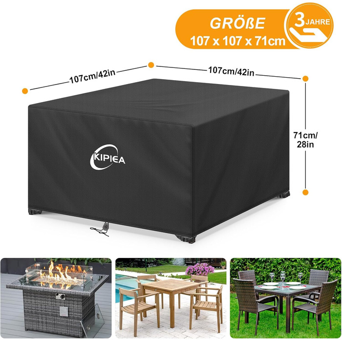 Чохол для садово-патіо меблів Kipiea, водонепроникний, прямокутний, 242x162x100 см, захист від снігу та сонця