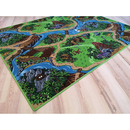 Дитячий килимок динозавр зелений барвистий ігровий килимок динозавр (200 х 250 см)