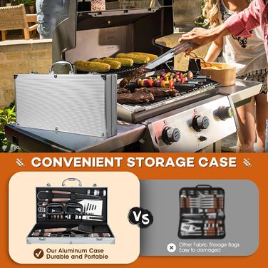 Набір гриль-посуду DRAGON RIOT з нержавіючої сталі, 29 предметів. Преміум-набір аксесуарів для гриля з лопаткою в алюмінієвому кейсі. Ідеальний подарунок для чоловіків, BBQ, Outdoor.