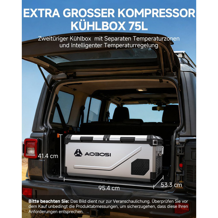 Автомобільний компресорний холодильник AAOBOSI з Wi-Fi, LED підсвіткою та колесами (-20°C/+20°C, 12/24V, 100-240V) для авто, кемпінгу, подорожей