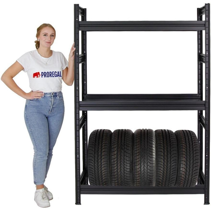 Стойка для шин PROREGAL Mega Deal (2 шт.) 180x120x50 см, чорна. Макс. навантаження 150 кг, до 24 шин