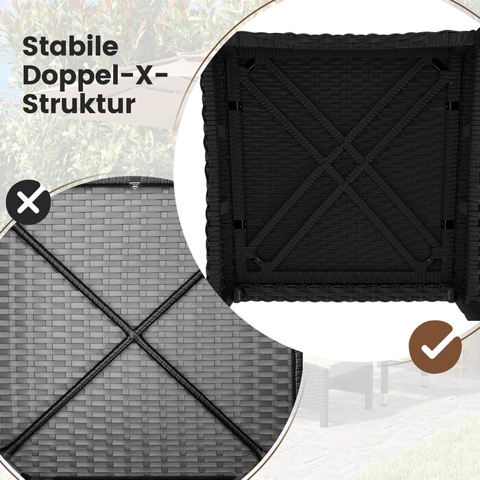 Садовий набір меблів Yaheetech 5 предметів: 2 крісла, 2 пуфи, столик для балкона та тераси (чорний та сірий)