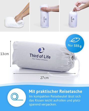 Ортопедична дорожня подушка з ефектом пам'яті Third of Life VOLAR 40x25x10 см