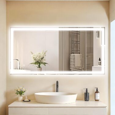 Дзеркало для ванної кімнати Clevich з підсвічуванням 80x60 см, LED, 3 кольори світла, диммування, захисне скло, сенсорне управління, функція пам'яті, антизапар, 120L x 60B см