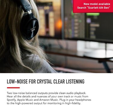 Аудіоінтерфейс Focusrite Scarlett 2i2 3-го покоління з USB: комплект для гітаристів, вокалістів та продюсерів. Студійна якість звуку + ПО