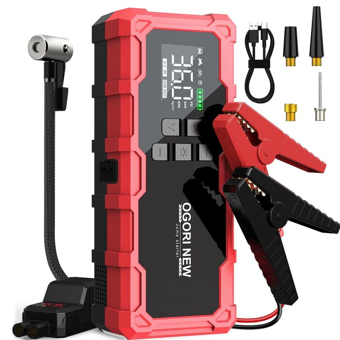 Powerbank для авто Starthilfe 6000A з компресором та LED-ліхтариком, 12V, для 8L бензину/10L дизеля