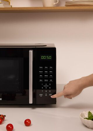 Мікрохвильова піч з грилем Microwave Studio 20 л чорна ретро-стиль, 900 Вт, LCD-дисплей, 3 програми, 9 автоматичних меню