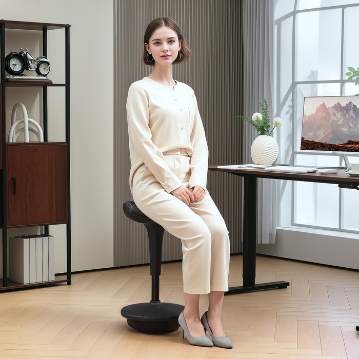 Офісний крісло з регулюванням висоти, ергономічне, з поворотом на 120° та регулюванням на 65,5-83,5 см. Чорний колір.