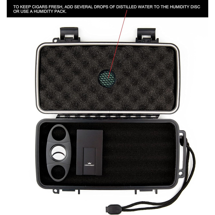 Вишуканий вологостійкий кейс для сигар Kobi & Knight з різаком та підставкою – аксесуар для сигар, подарунковий набір для 12.7 x 20.3 см сигар