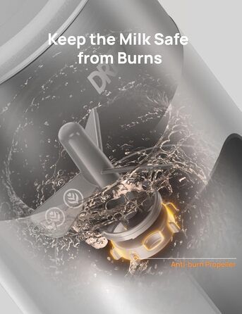 Електричний спінювач молока Dreo 8-в-1 для лате-арт, 270 мл, з підігрівом, LED, сріблястий