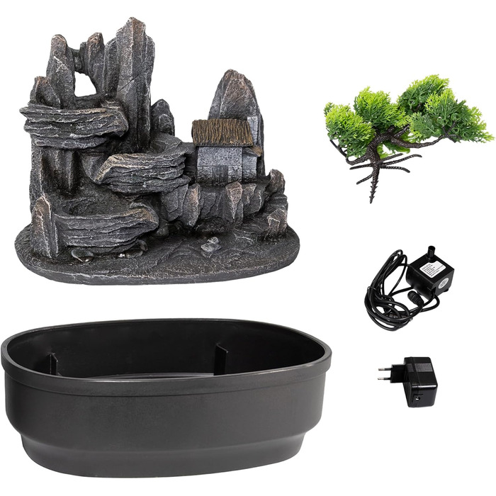 Кімнатний фонтан Лемодо з LED-підсвічуванням, 3-рівневий, для дому, офісу, 27x19x33 см