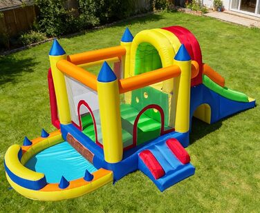 Надувний батут для дітей з насосом, міцний матеріал, для 3-4 дітей, 315x245x194 см (QCPY)