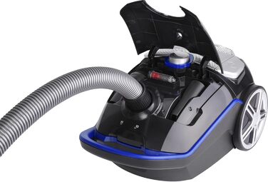 Пилсос Fakir Blue Vac Power TS 721 з мішком, 800 Вт, з кабелем, HEPA фільтр H14, тихий двигун 69dB(A), мішок 3л, радіус дії 12м, чорний/блакитний