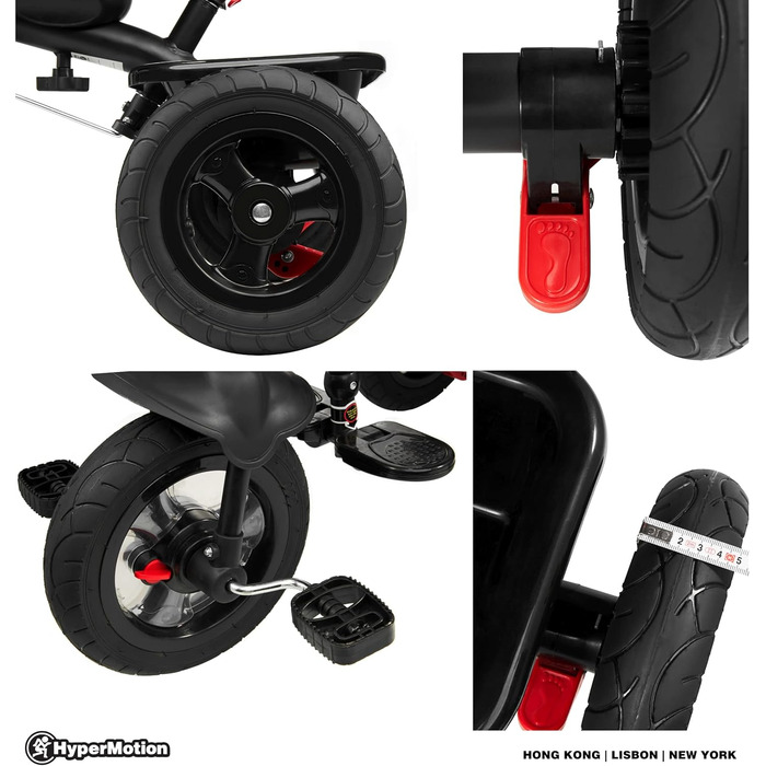 Триколісний велосипед HyperMotion з ручкою для батьків, рожевий - для дітей від 1 до 4 років (до 20 кг)