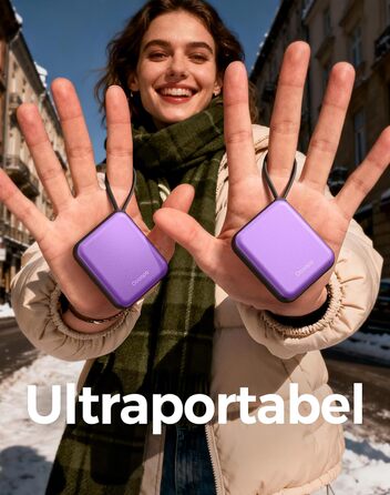 Електричні грілки для рук OCOOPA UT5 Nano Violett (2 шт), 4000mAh, 3 режими, до 52°C, USB, для зими, подорожей, спорту