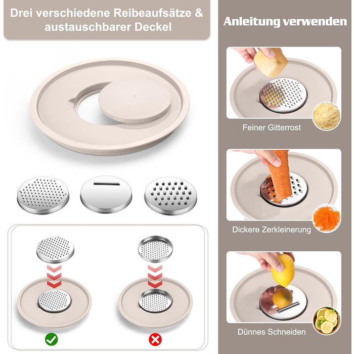 Набір мисок Homikit: 5 мисок з нержавіючої сталі з кришками та силіконовим дном, мультифункціональні, складані, придатні для миття в посудомийній машині, 6.6L / 3.5L / 2.5L / 1.5L / 1L (Хакі, з 3 тертками)