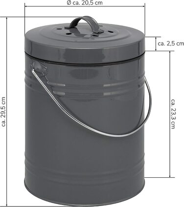 Відро для компосту bremermann з 5-літровим внутрішнім відром фільтр з активованим вугіллям органічне відро для сміття (сірий)