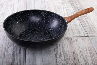 Сковорода вок wenco преміум-класу діаметром 28 см, індукційна, алюмінієва з антипригарним покриттям, чорно-коричнева, модель 2023 року