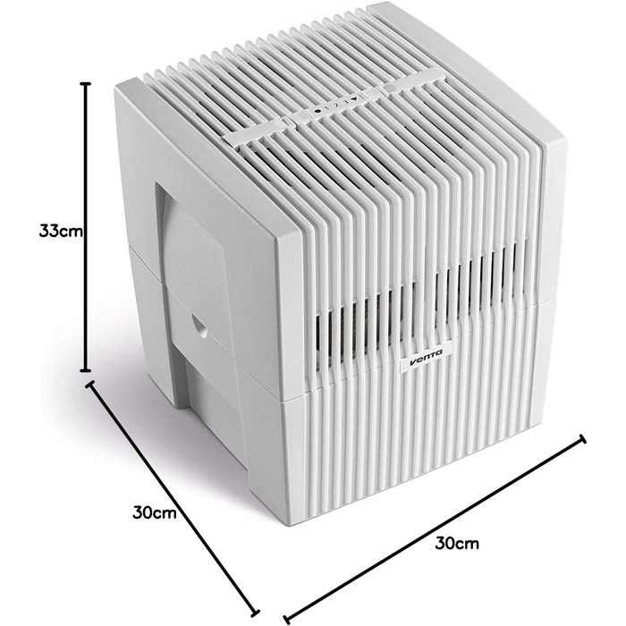 Зволожувач повітря Venta LW25, дуже тихий 24 дБ(А), енергоефективний 3 Вт, гігієнічне холодне випаровування без фільтра, великий бак 7 л, до 40 м, з функцією ароматизації біло-сірий до 40 кв.м Одномісний