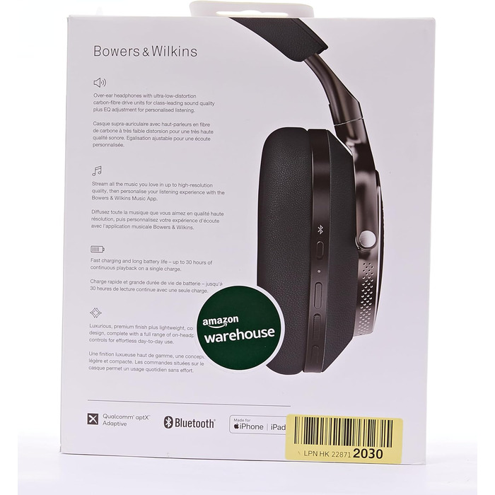 Бездротові накладні навушники Bowers & Wilkins PX8, шумозаглушення, Bluetooth, відтворення 30 годин