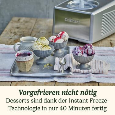 Машина для морозива та джелато Cuisinart ICE100BCU, нержавіюча сталь, 1.5 л, автоматична, для морозива, джелато, сорбету, замороженого йогурту, без попереднього заморожування чаші