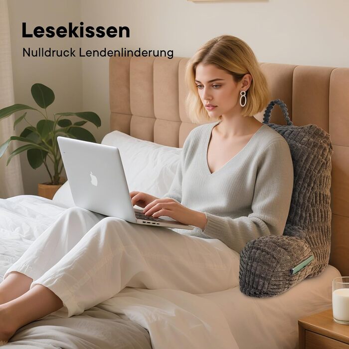 Подушка для читання в ліжко та на диван з підголовником, подушка-крісло для дорослих, м'яке крісло для відпочинку, перегляду телевізора та читання