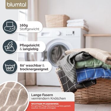 Комплект постільної білизни Blumtal Biber 200x200 + 2x 80x80 см, бавовна, фланель, Oeko-Tex, теплий, зимовий, двосторонній, тауп