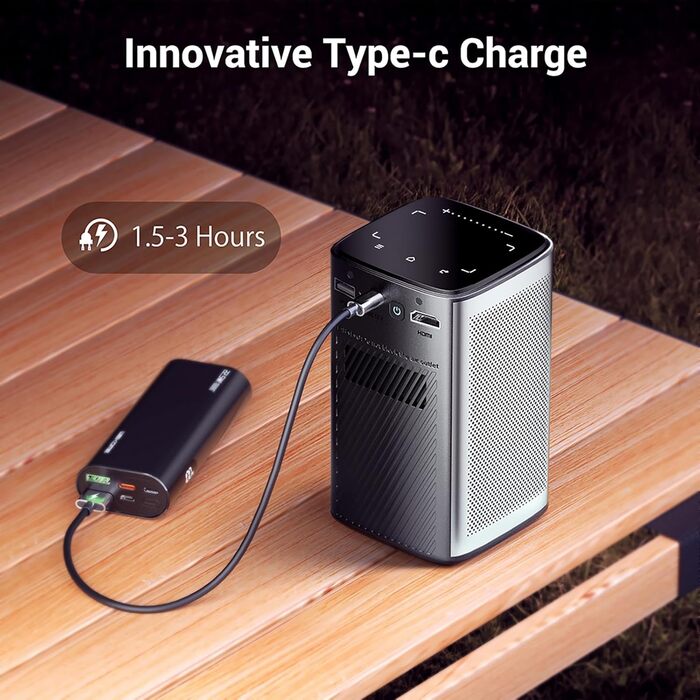 BYINTEK P70 Mini 3D проектор: портативний LED проектор з Wi-Fi, Android 9.0, підтримка 1080P/4K, акумулятор, сумка та штатив (сірий)