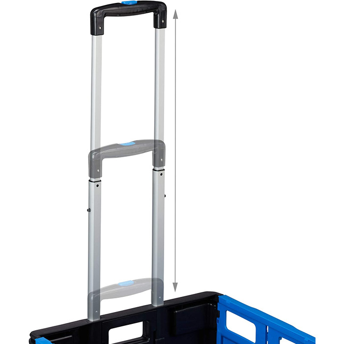 Візок для покупок Relaxdays складний, до 35 кг, ящик об'ємом 50 л, з телескопічною ручкою, 2 ролика, транспортувальний візок, синя / чорна