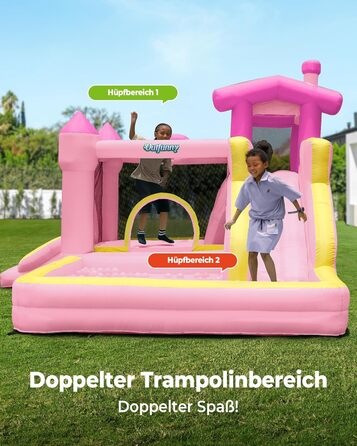 Надувний замок для дітей великого розміру з гіркою (рожевий)