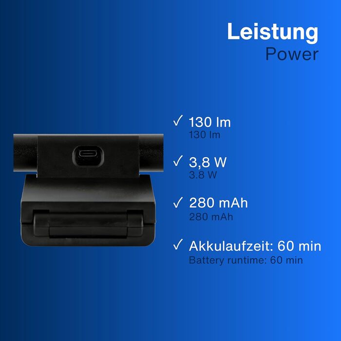 USB лампа REV Monitor з акумулятором, 49 см, кріпленням, 130 лм, 3 кольори, чорна