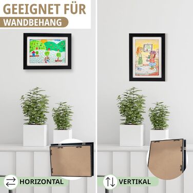 Рамка для дитячих малюнків KIYARI A4, 2 шт., білий, розкладний, з фронтальним доступом, для 150 малюнків, міцне дерево, безпечне скло, для творчості, дитячої кімнати та школи