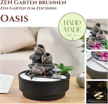 Фонтан для саду Oasis Zen'Light: водоспад, LED-підсвічування, білий пісок, декор для релаксації