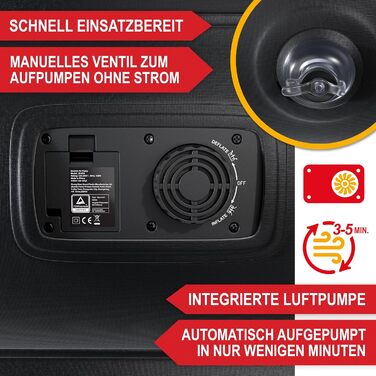 Надувне ліжко самостійно надувне – для 2 осіб – 203 x 152 x 46 см – з електричним насосом – надувне ліжко для гостей за 3-5 хвилин – вбудована подушка (Чорний)