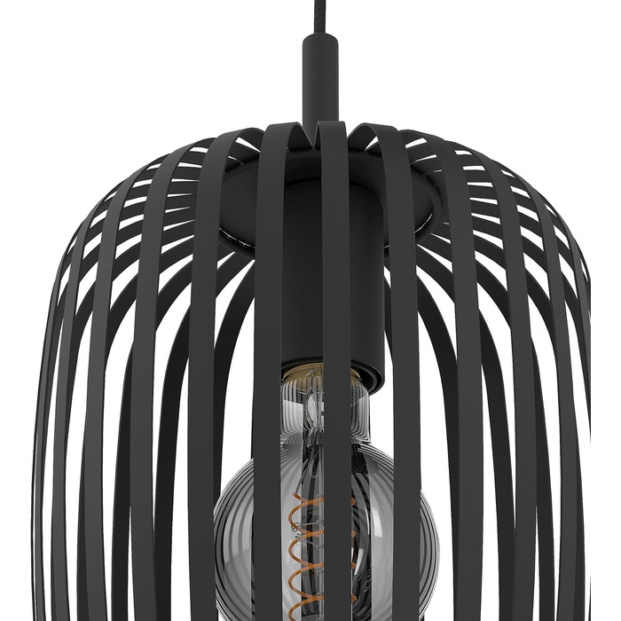 Підвісний світильник EGLO Romazzina, підвісний світильник на 3 лампи над обіднім столом, круглий підвісний світильник з металу чорного кольору, підвісний світильник з цоколем E27, Ø 46 см