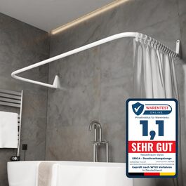 Штанга для душу Еріка L-подібної та U-подібної форми - 4-в-1 для ванни та душу - кутова штанга для душу - сталь з порошковим покриттям - без кріплень до стелі - білий колір