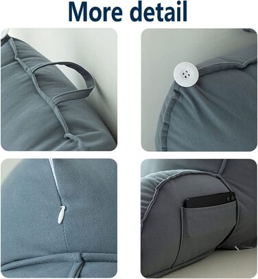 Підголовник HEATHE з підлокітниками, спинка для ліжка, подушка для читання з знімною подушкою для шиї та знімним чохлом, для читання або ігор на ліжку/дивані/підлозі Dream Orange 75×40×50cm (без підголівника)